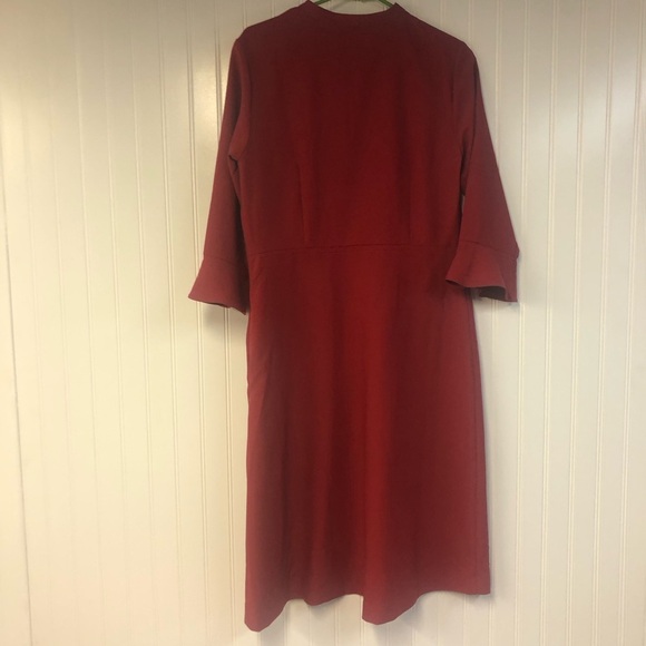 Prologue Red Women's 3/4 Bell Sleeve Dress Size 10 Button Neck - Picture 4 of 4